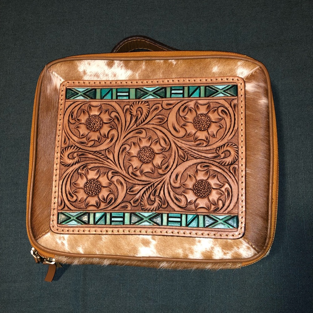 American Darling tooled leather jewelry case